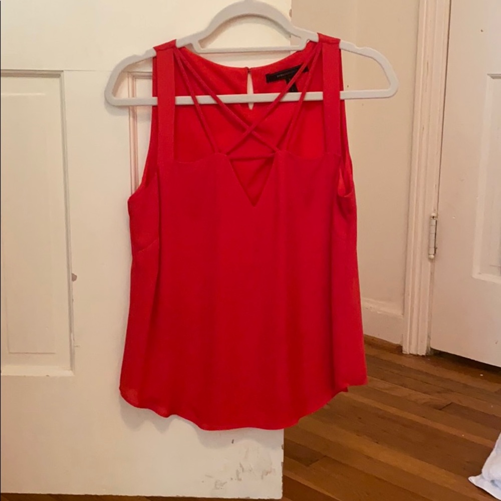 red criss cross bcbg top